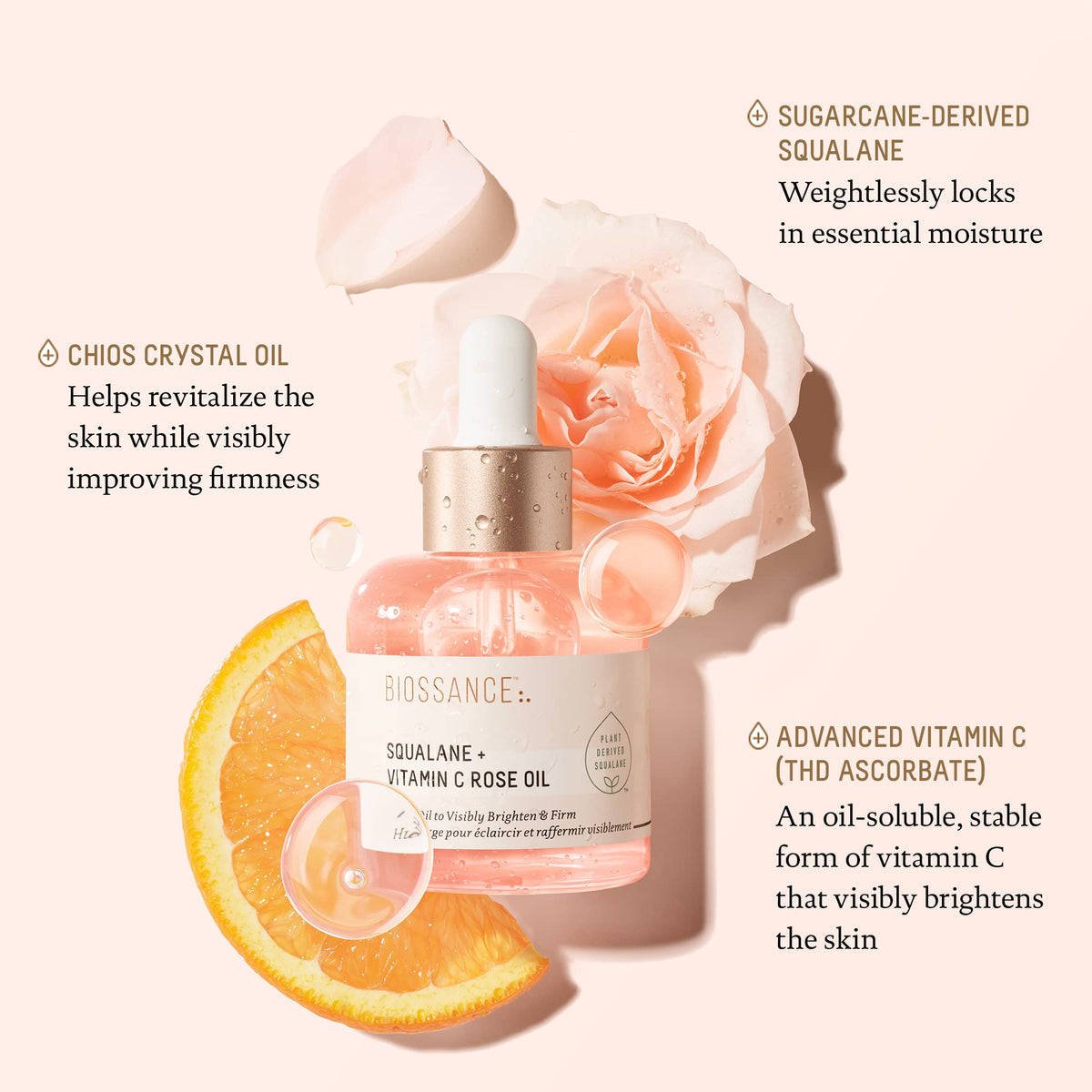 BIOSSANCE oil applied on skin demonstrating fast absorption benefit