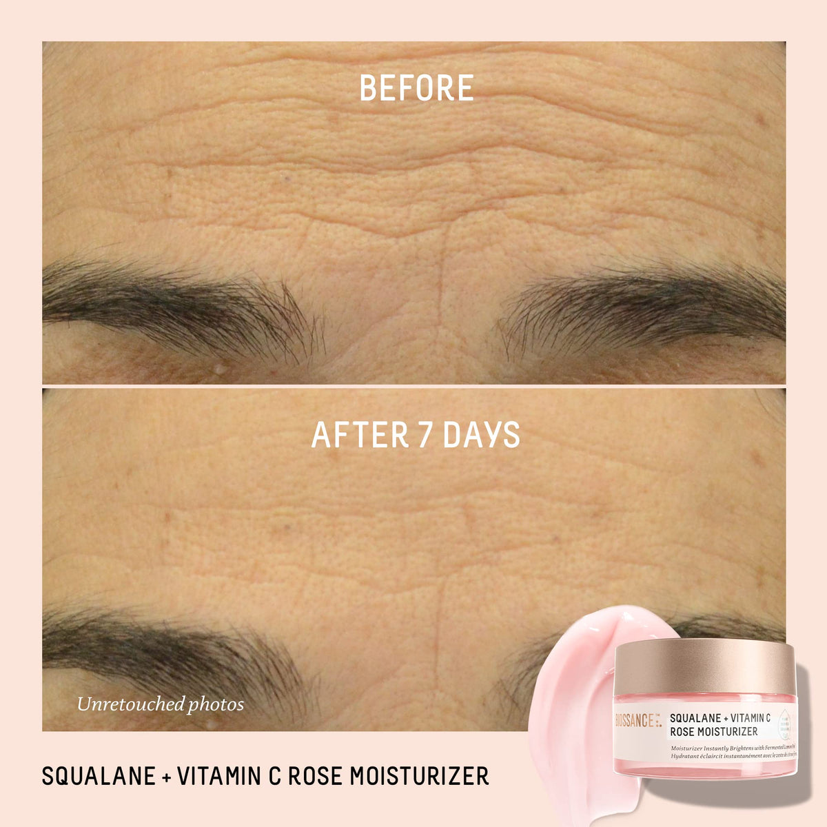 BIOSSANCE cream texture close-up illustrating lightweight hydration for smooth skin
