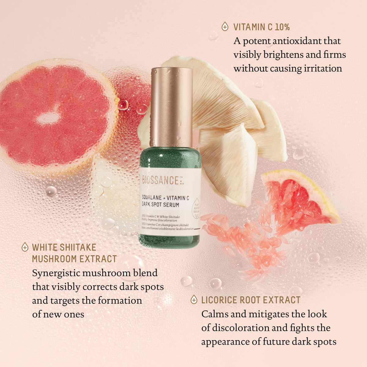 Biossance pipette dispensing serum illustrating controlled application and minimal waste