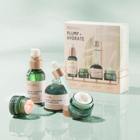 BIOSSANCE products arranged on bathroom shelf suggesting daily routine ease