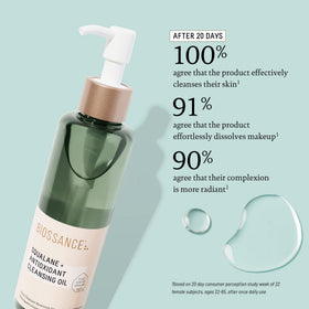 Biossance pump dispensing cleansing oil texture for easy application