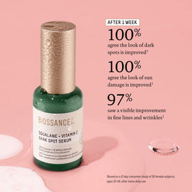Biossance serum spread on skin closeup showing quick absorption and smooth finish