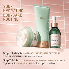 BIOSSANCE applied to damp leg post-shower, delivers long-lasting moisture