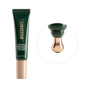 Biossance eye serum inside travel pouch for on-the-go brightening