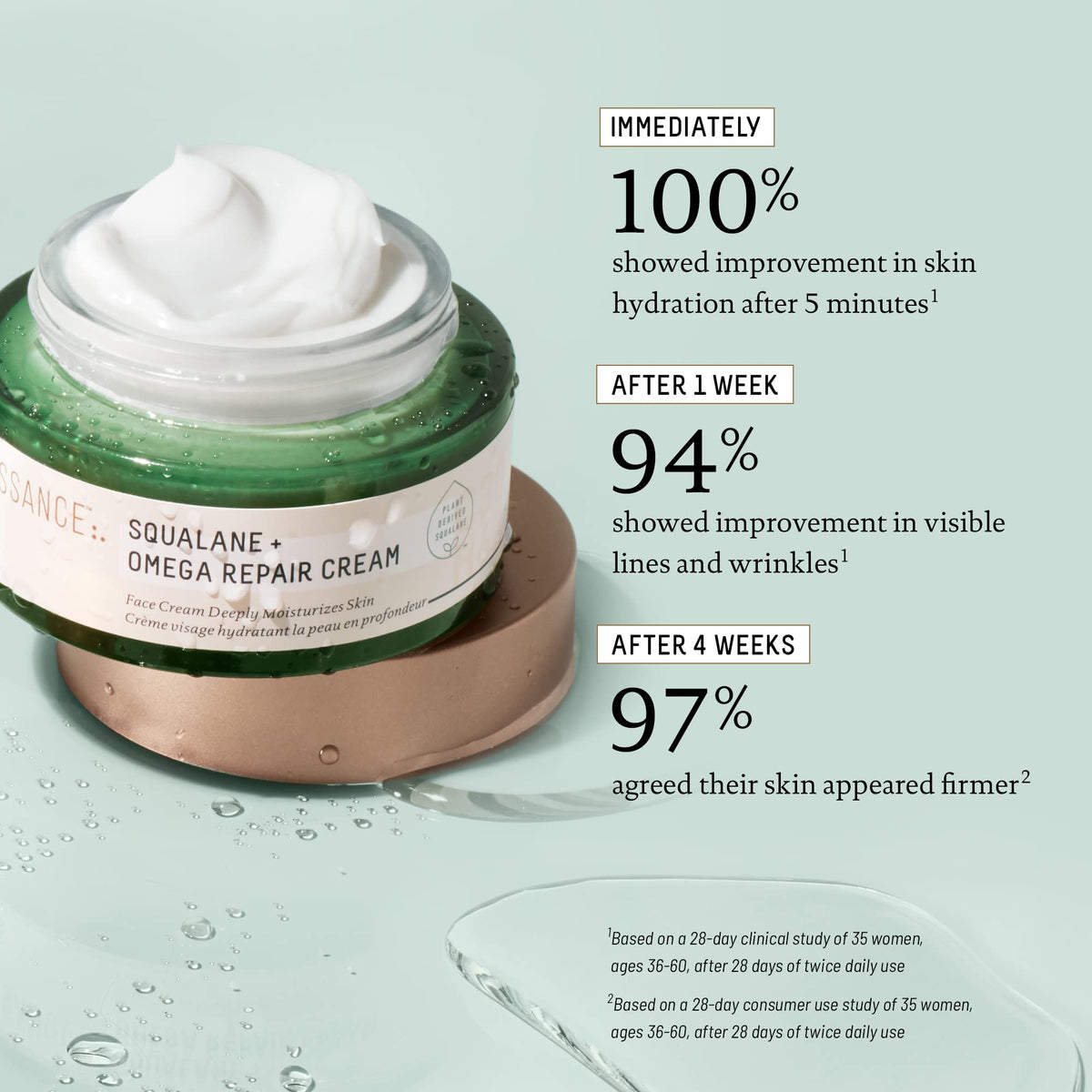 BIOSSANCE close-up of whipped cream texture demonstrating rich hydration benefit