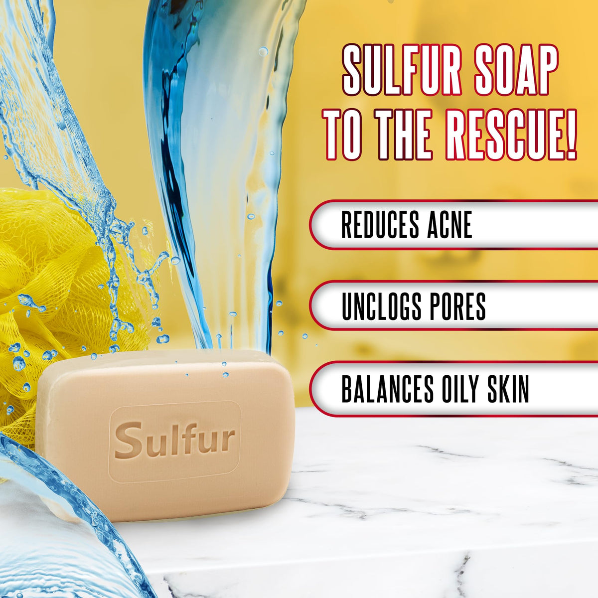 Biosulfur lather in hand demonstrating cleansing action and oil control