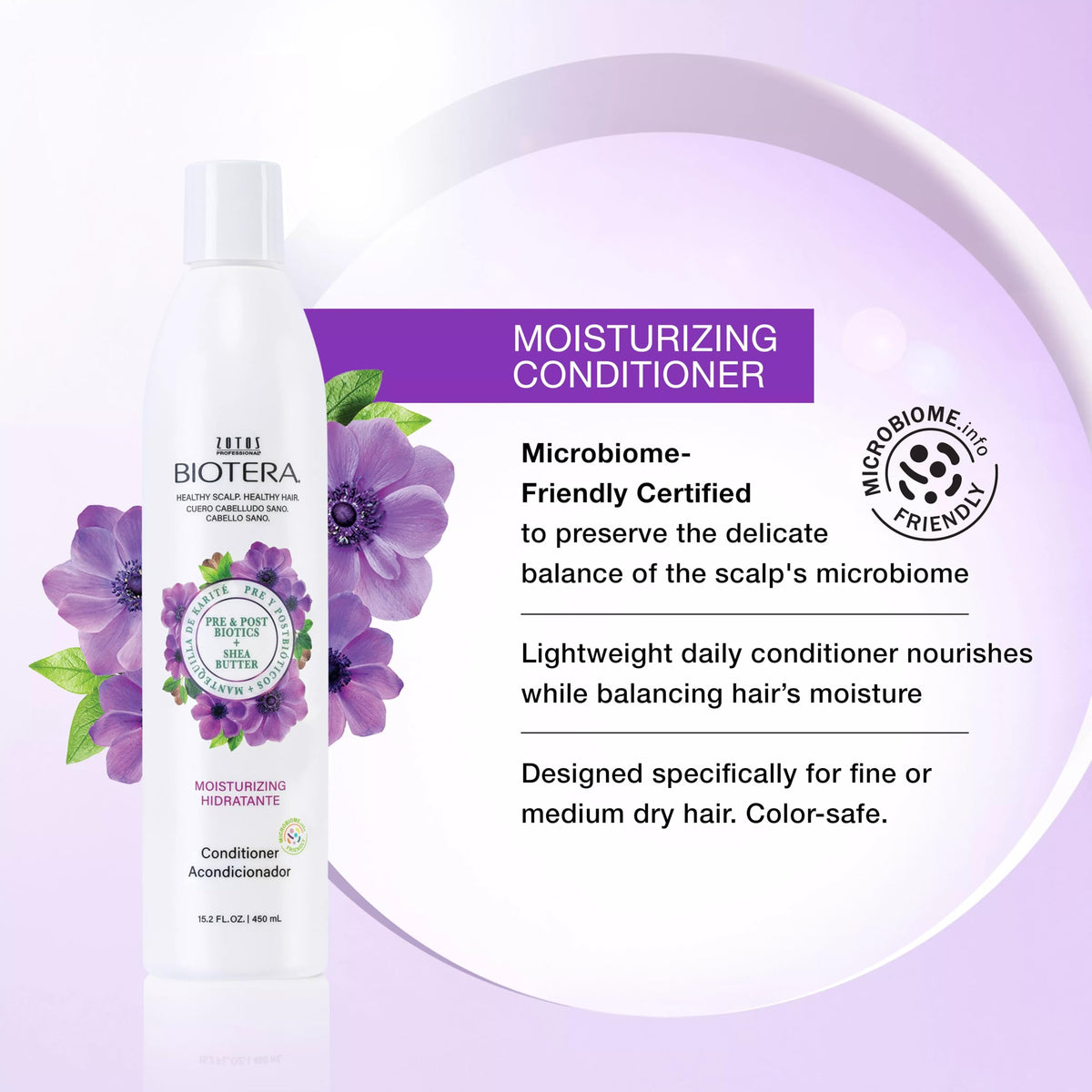 Biotera pump dispensing conditioner, demonstrating easy, mess-free application