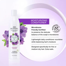 Biotera pump dispensing conditioner, demonstrating easy, mess-free application