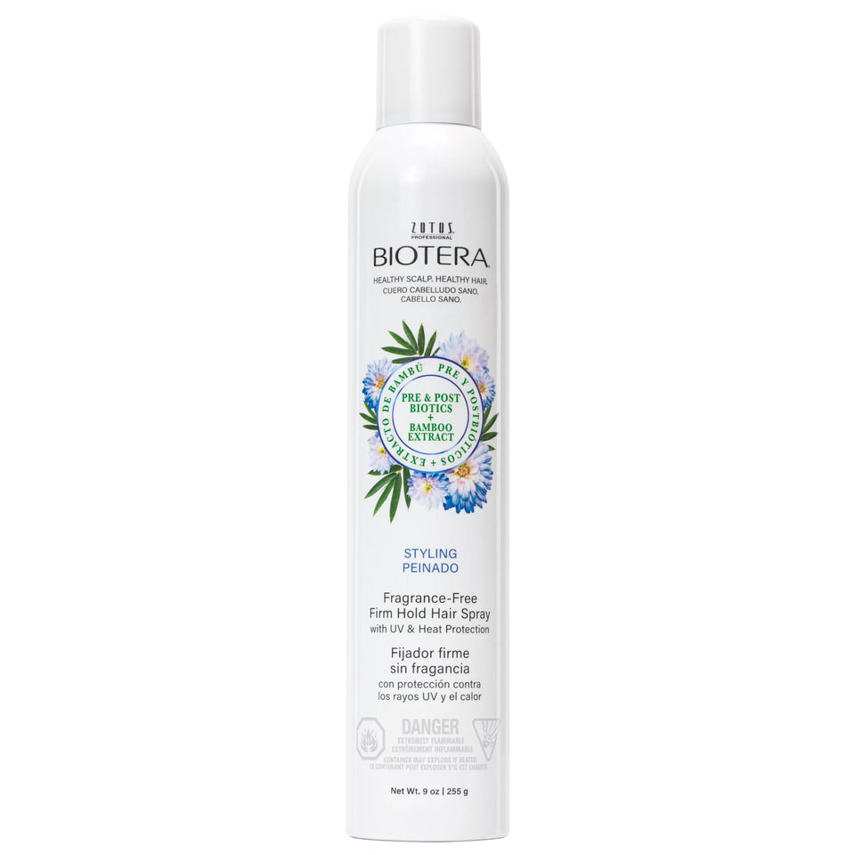 Biotera front can showing clean fragrance-free packaging and strong hold