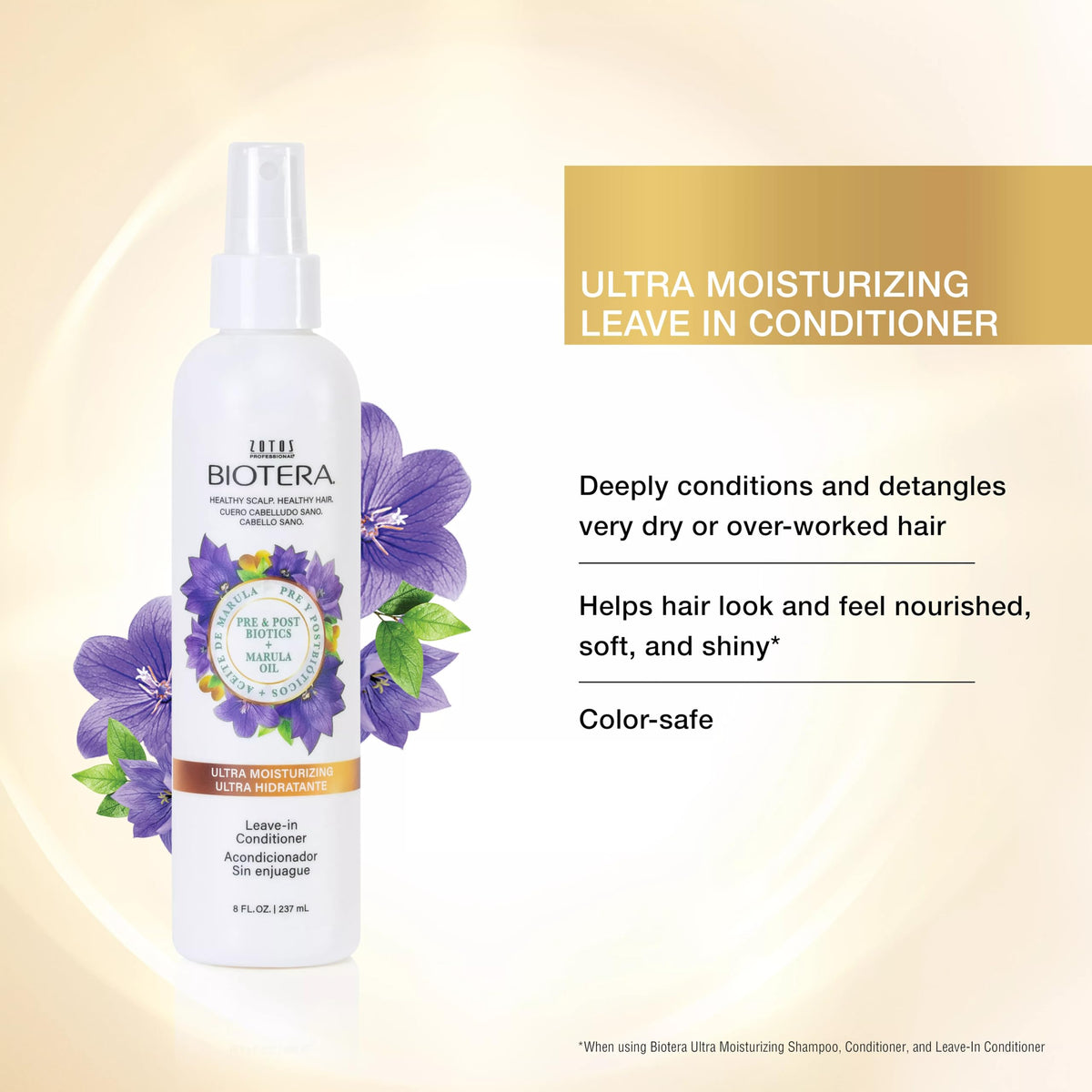 Biotera pump and label close-up highlighting directions and ingredients