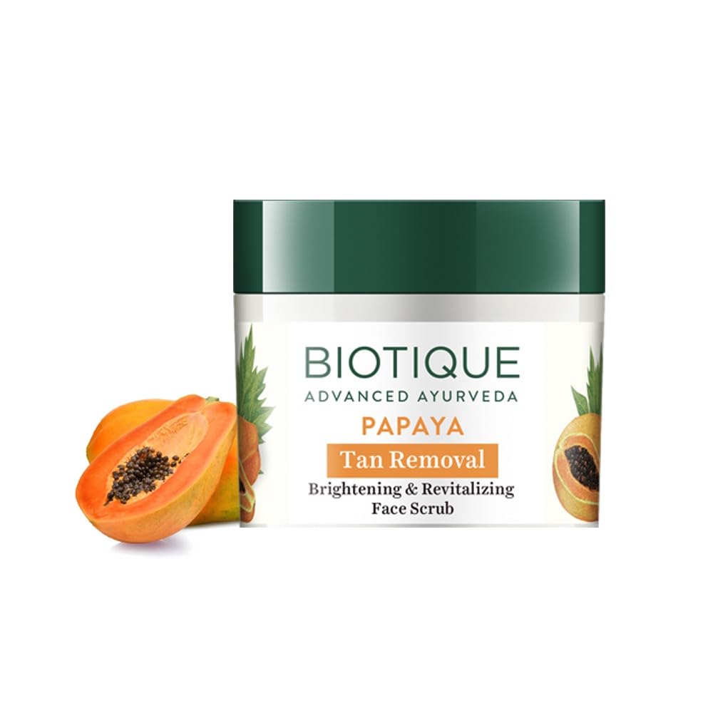Biotique jar front view showing product and easy scoop