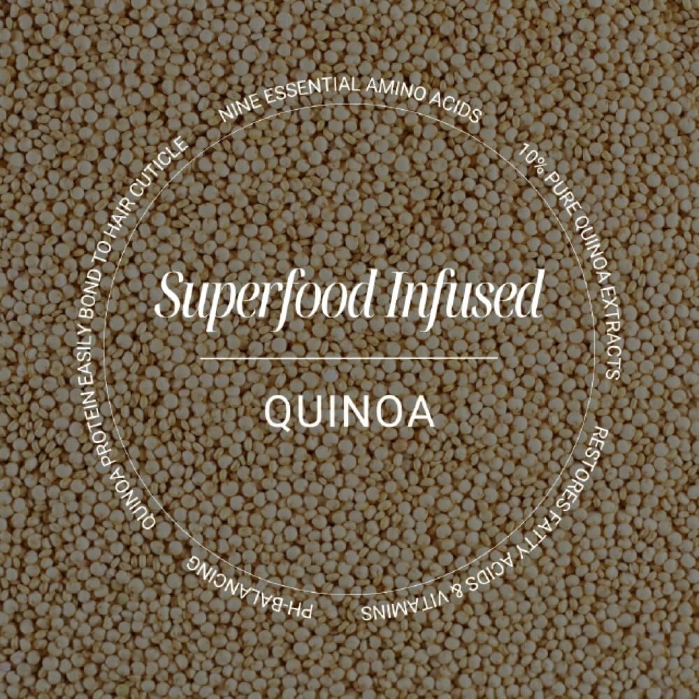Creamy quinoa shampoo texture pouring to show moisturizing consistency and spreadability