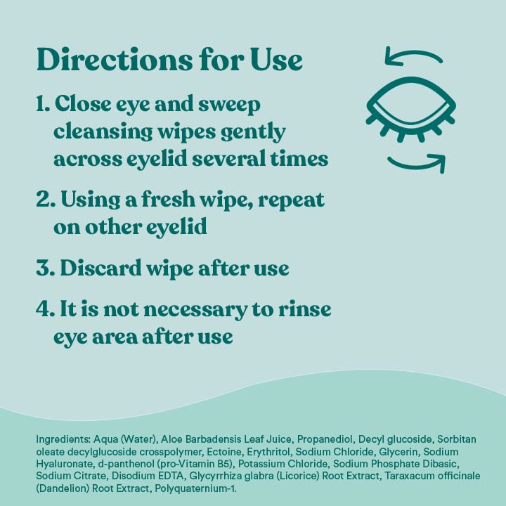 Biotrue wipe being used on eyelid margin demonstrating gentle cleansing benefit