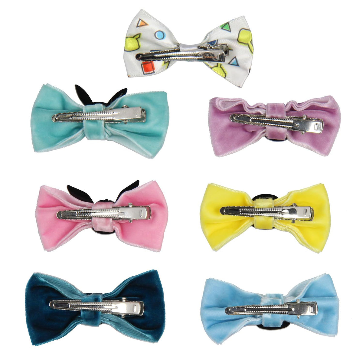 Bioworld close-up of soft velvet bow texture on hair clip, comfortable hold