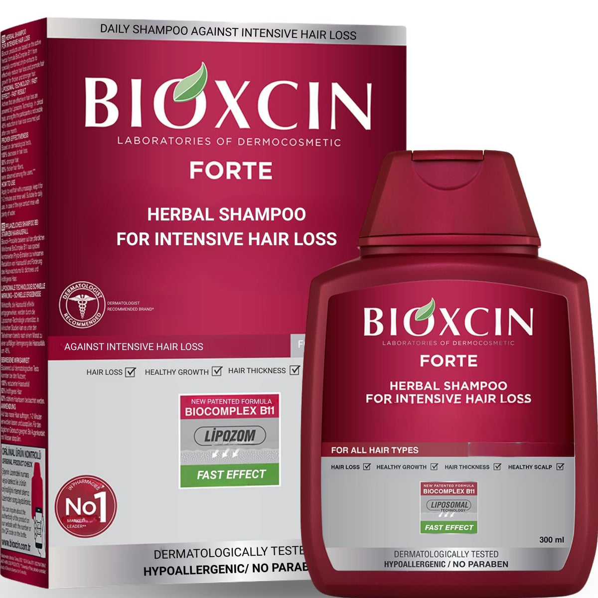 BIOXCIN front packaging 300ml showing product benefits and size