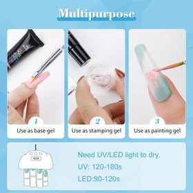 Biutee manicure lifestyle scene showcasing stamped nail design