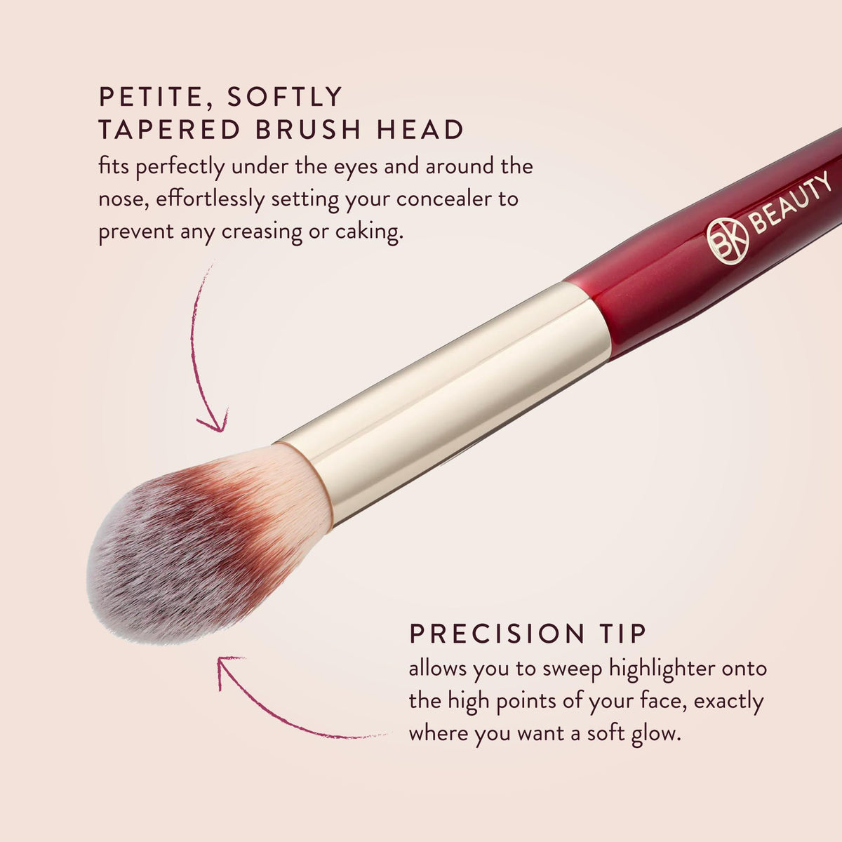 BK BEAUTY brush applying subtle highlight to cheekbone for natural glow