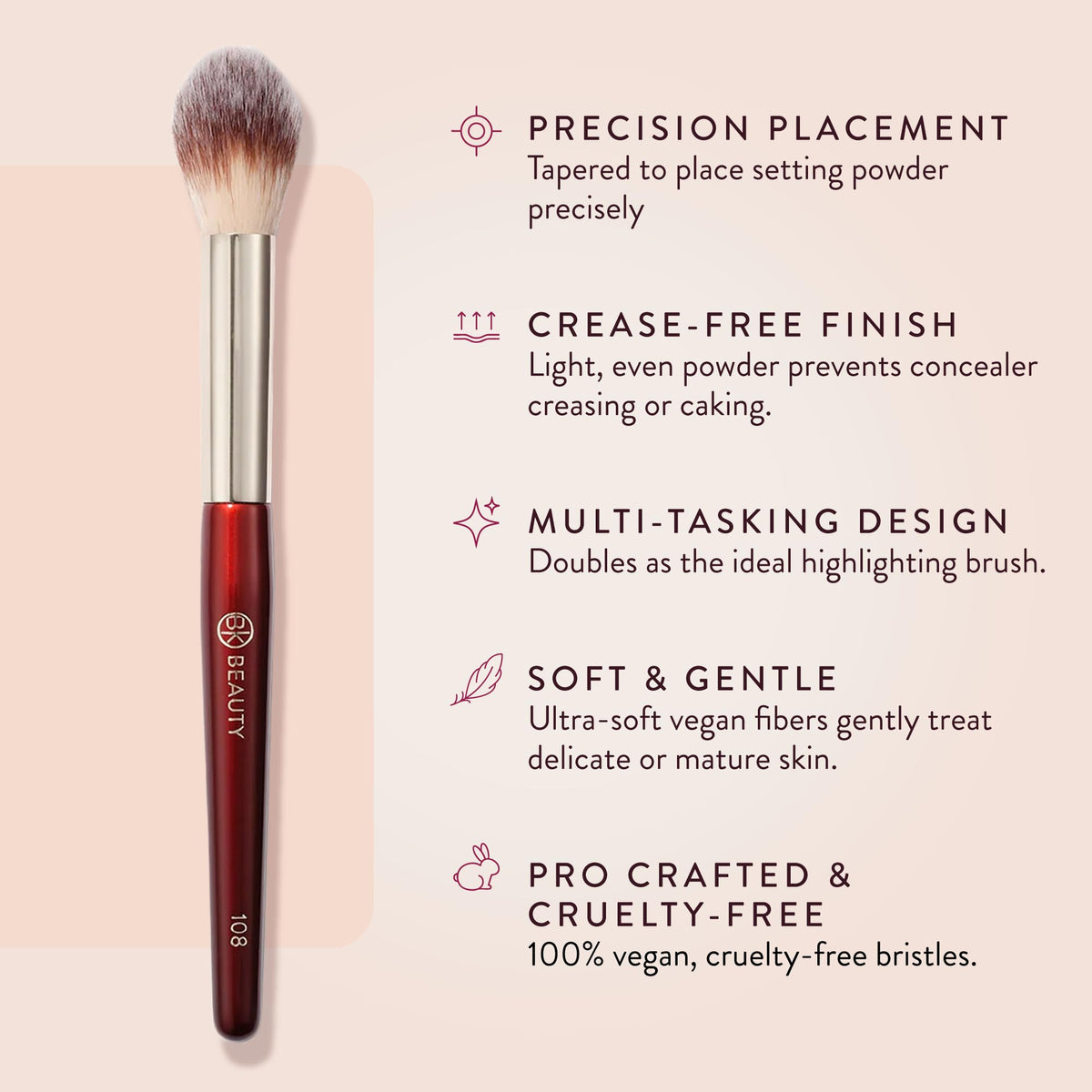 BK BEAUTY bristle close-up revealing soft vegan fibers for gentle blending