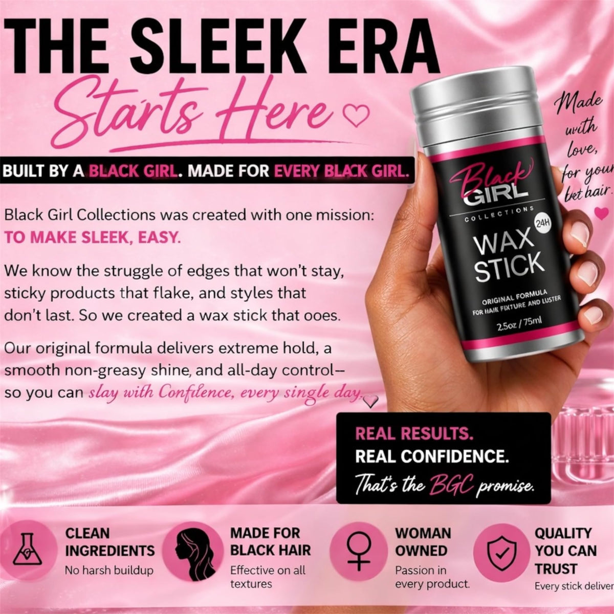 Black Girl Collections twist-up stick detail illustrating easy, mess-free application