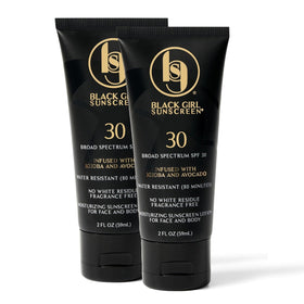 Black Girl Sunscreen front bottle showing SPF 30 and no white cast benefit