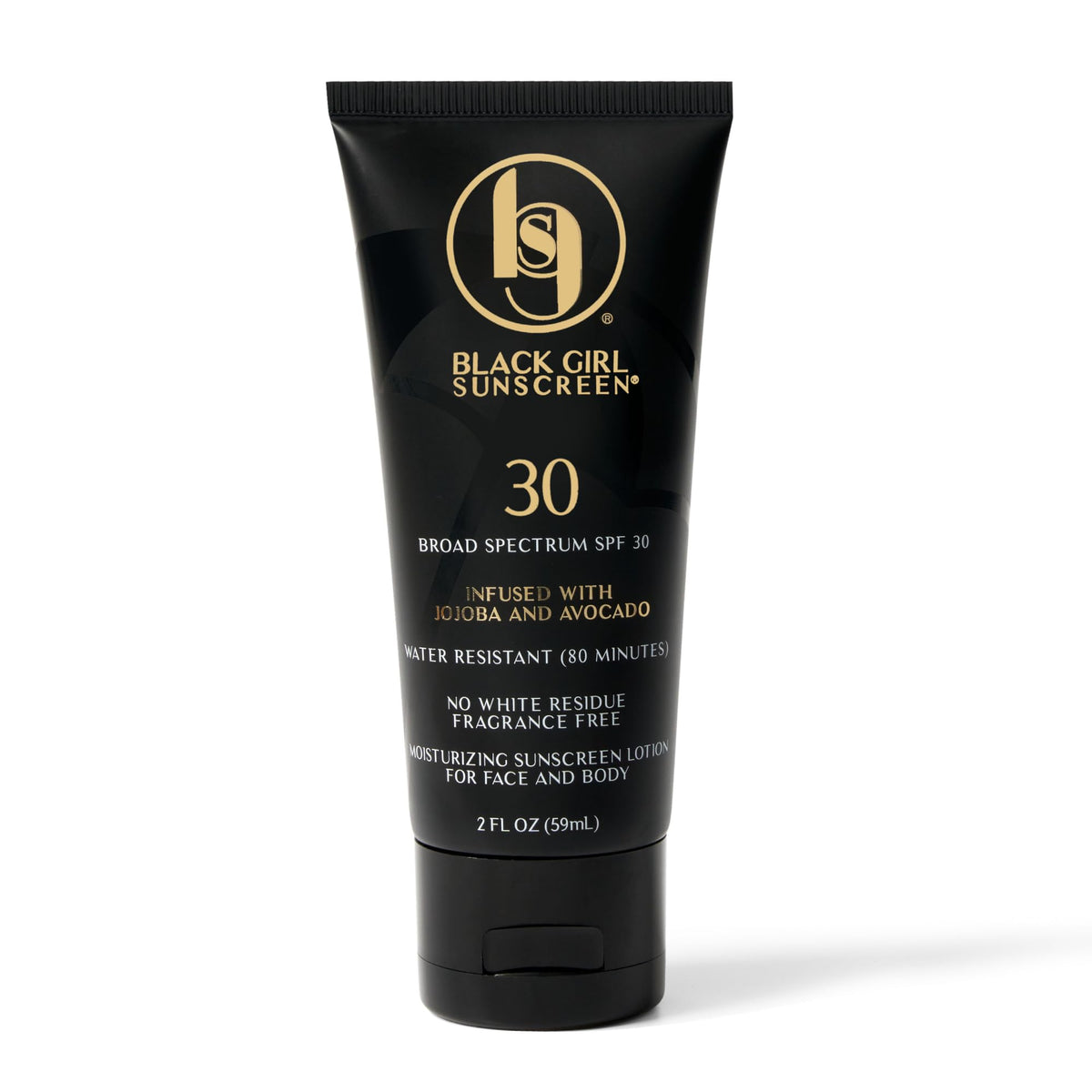 Black Girl Sunscreen front tube showing brand and SPF 30 benefit
