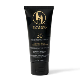 Black Girl Sunscreen front tube showing brand and SPF 30 benefit