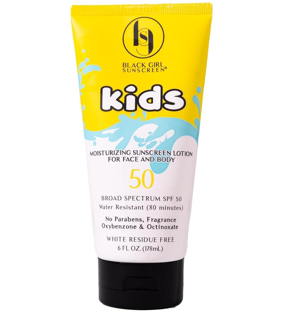 black girl sunscreen front tube showing SPF 50 protection