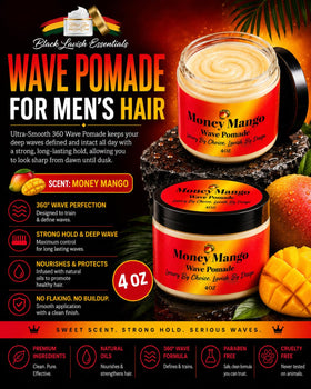 Black Lavish Essentials scoop of pomade on fingertip ready for even application