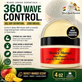 Black Lavish Essentials pomade being brushed into hair to enhance wave pattern