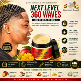 Black Lavish Essentials before-and-after hair showing deeper 360 waves and shine