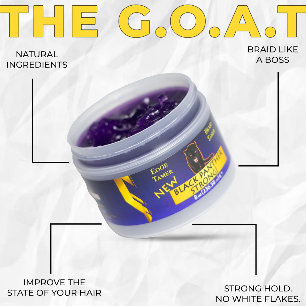 Black Panther Strong label close-up showing ingredients and professional-grade benefit