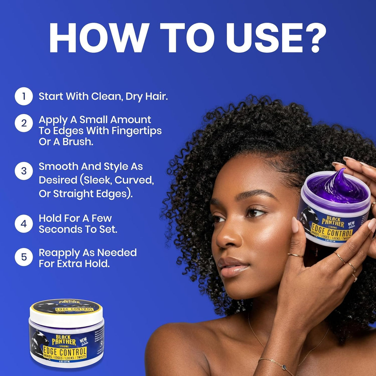 Black Panther Strong used on braided hairstyle showing long-lasting neatness