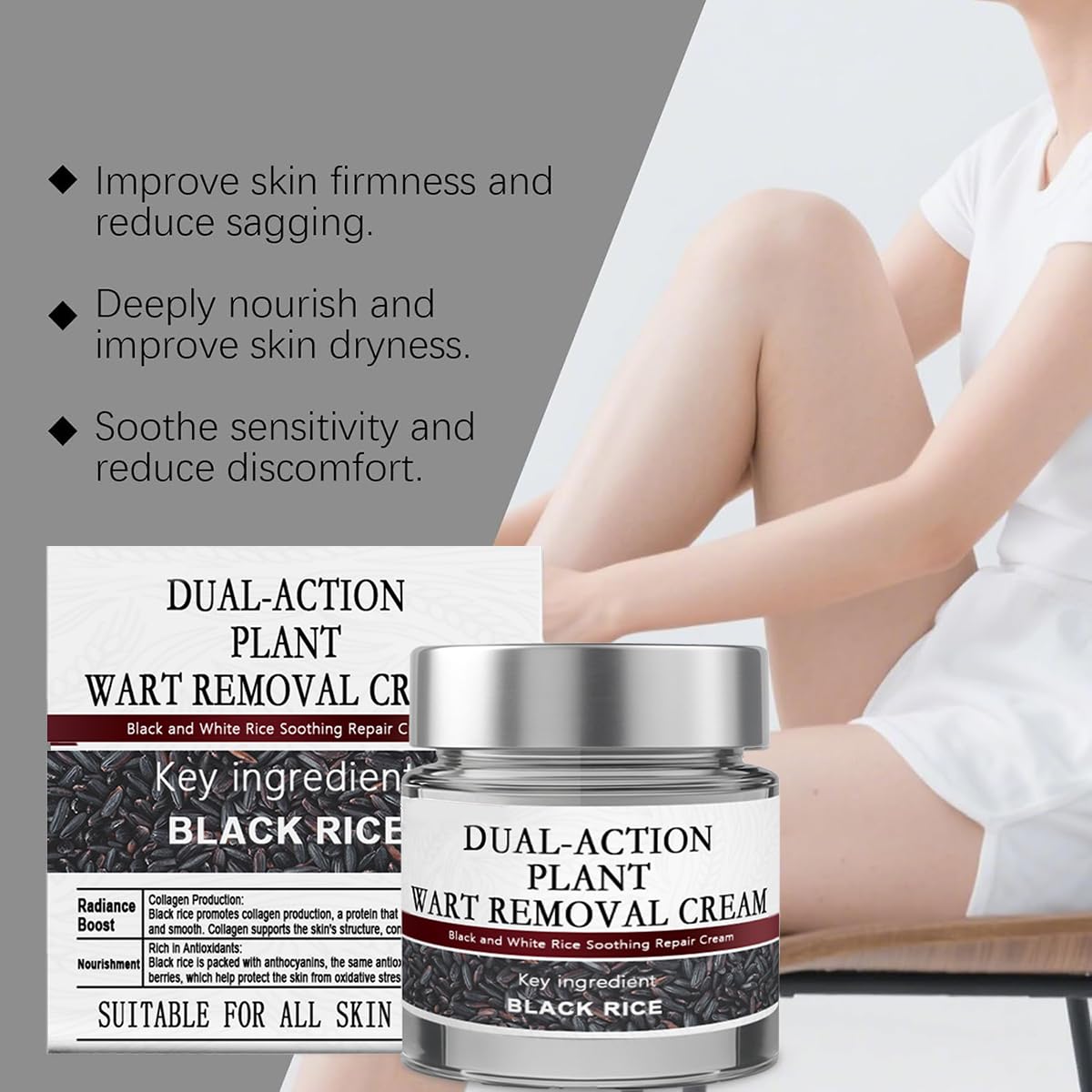 Black Rice Exfoliant ingredients label closeup highlighting rice extracts and natural focus