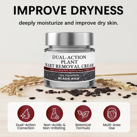 Black Rice Exfoliant jar held in hand showing product size and travel-friendly benefit