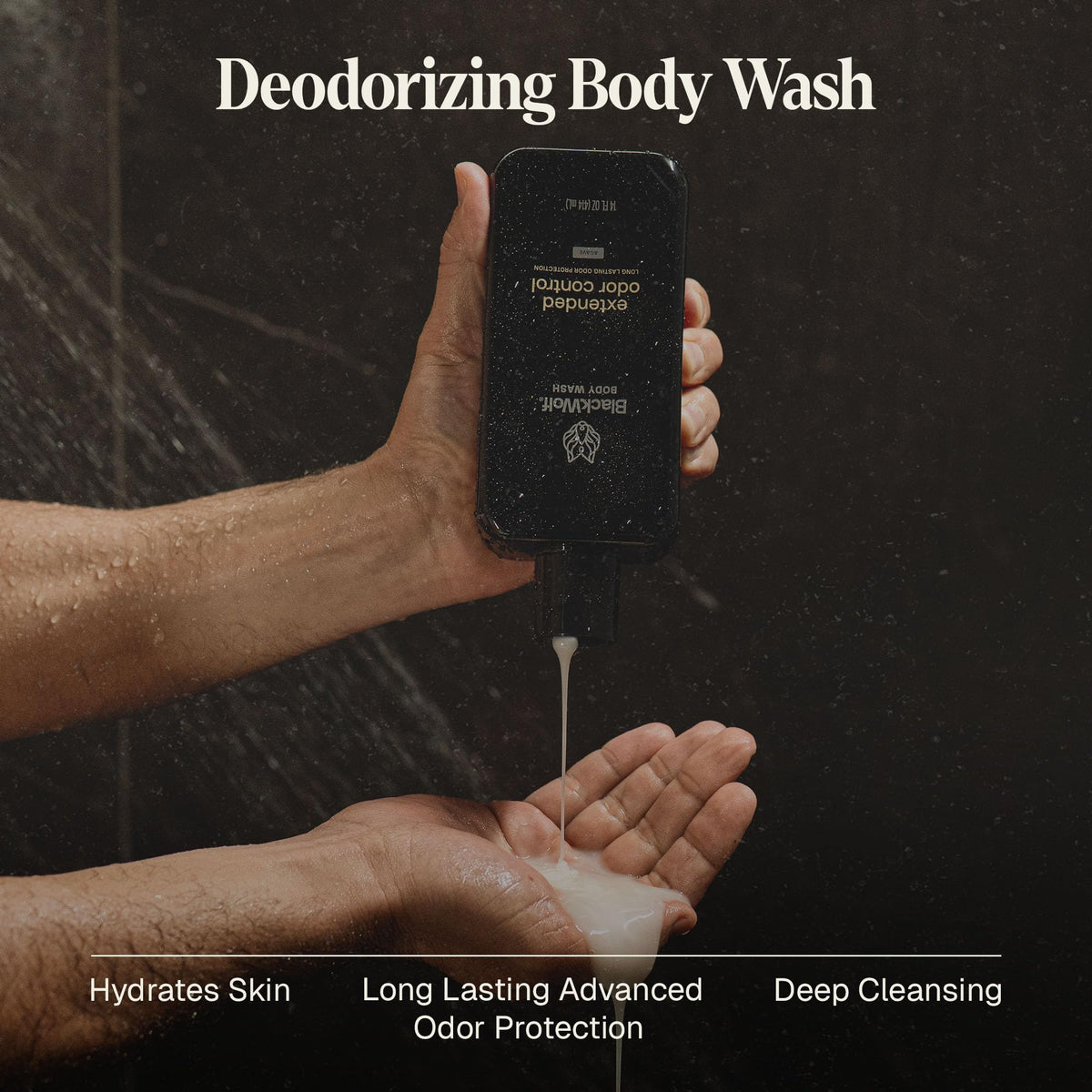 Black Wolf pump dispensing gel highlighting easy one-handed use