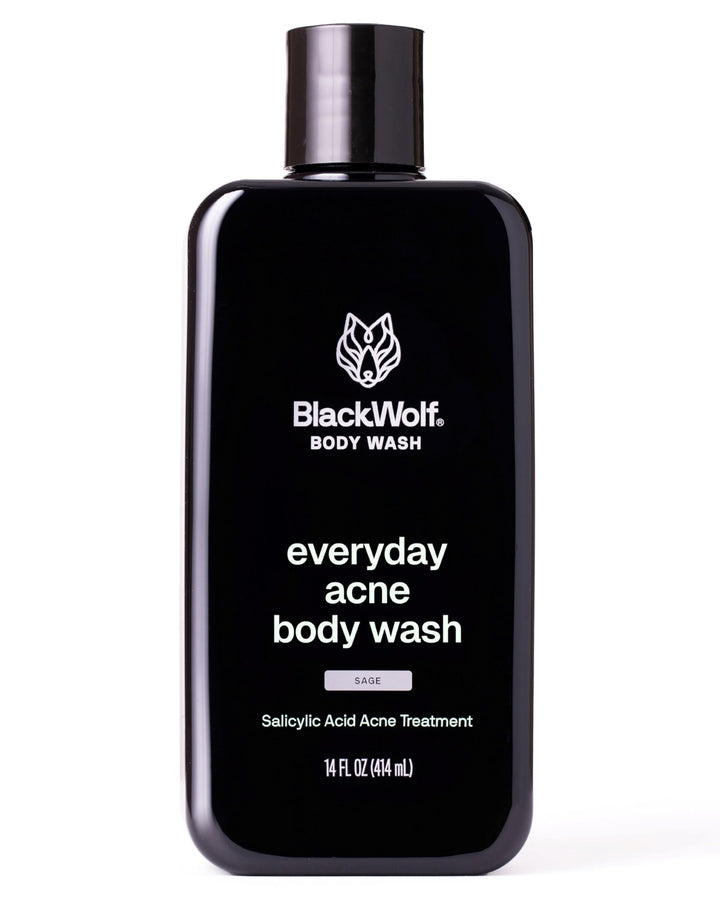 Black Wolf front bottle shows label and 14 fl oz size, clear product benefit