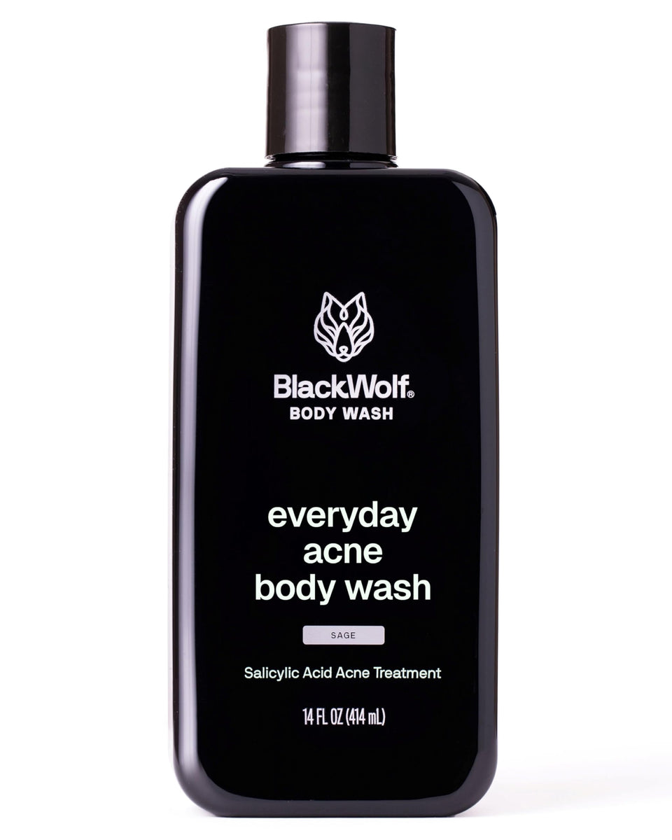 Black Wolf front bottle shows label and 14 fl oz size, clear product benefit