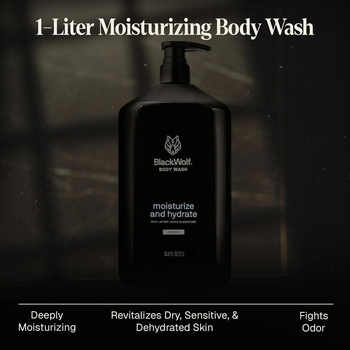 black wolf pump dispensing shower gel for easy one-handed use and controlled dosing