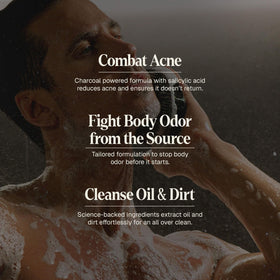 Black Wolf rich lather texture on hand, deep-cleaning visual benefit