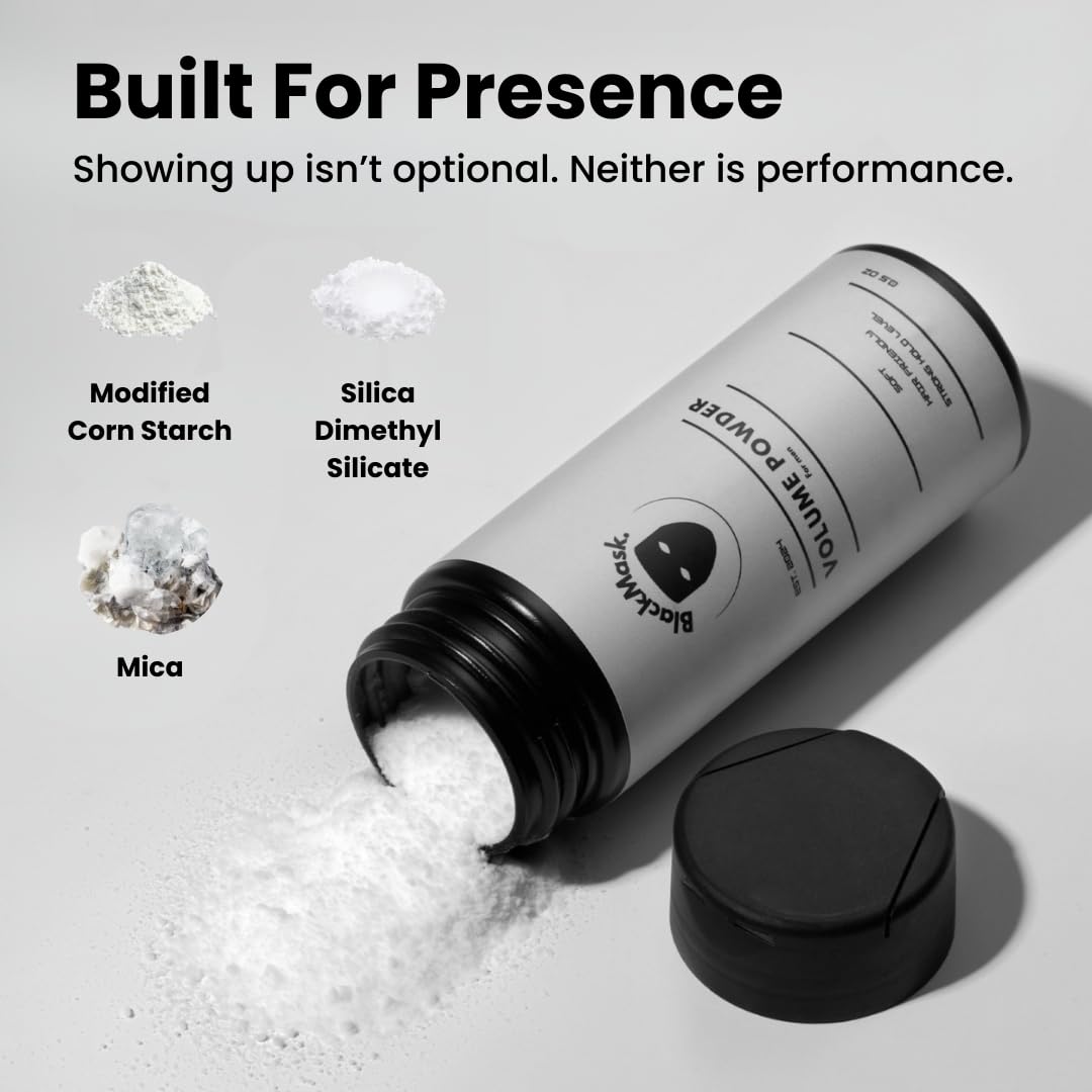 BlackMask powder applied on hand demonstrating easy, mess-free use