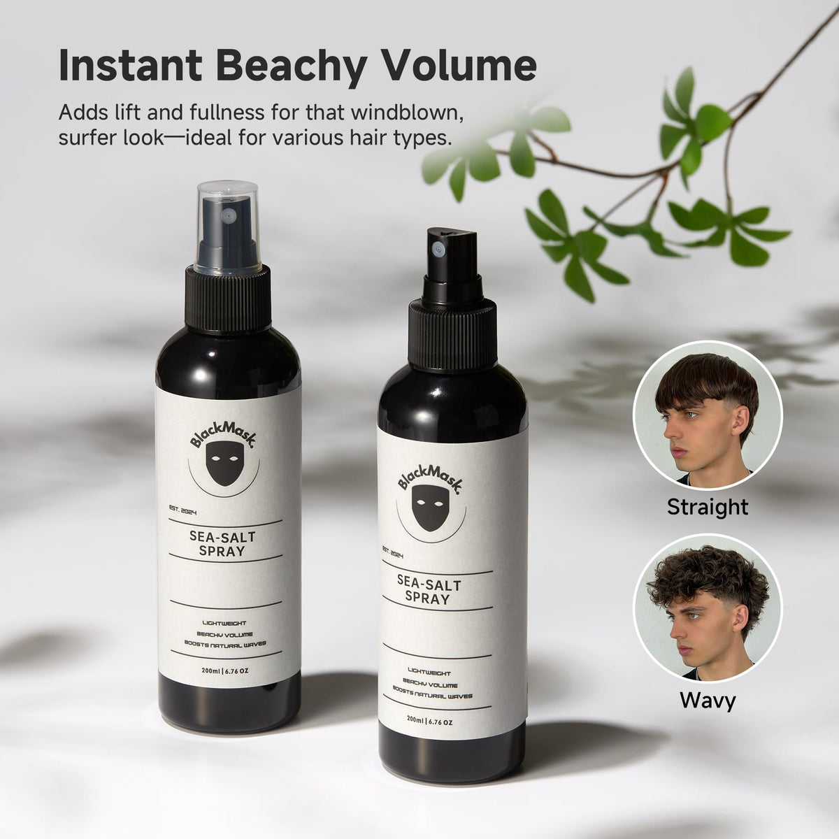 BlackMask applied to model hair demonstrating tousled beach wave effect