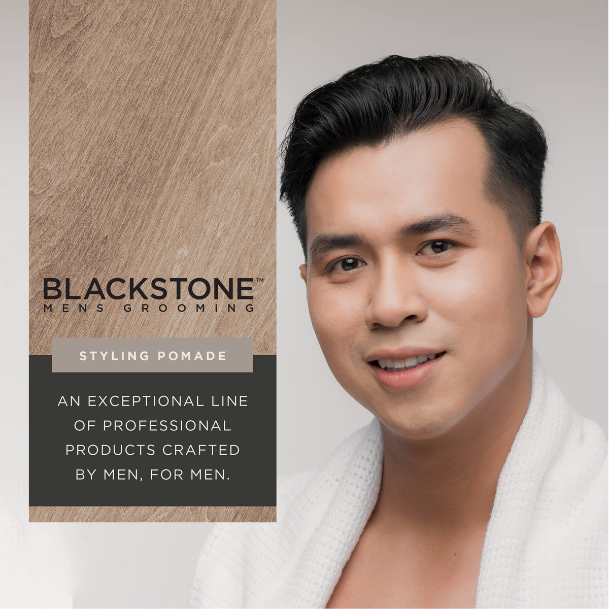 Blackstone pomade on hand demonstrating easy application and medium hold