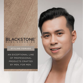 Blackstone pomade on hand demonstrating easy application and medium hold