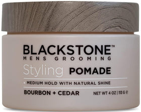 Blackstone jar front label showing bourbon and cedar scent benefit