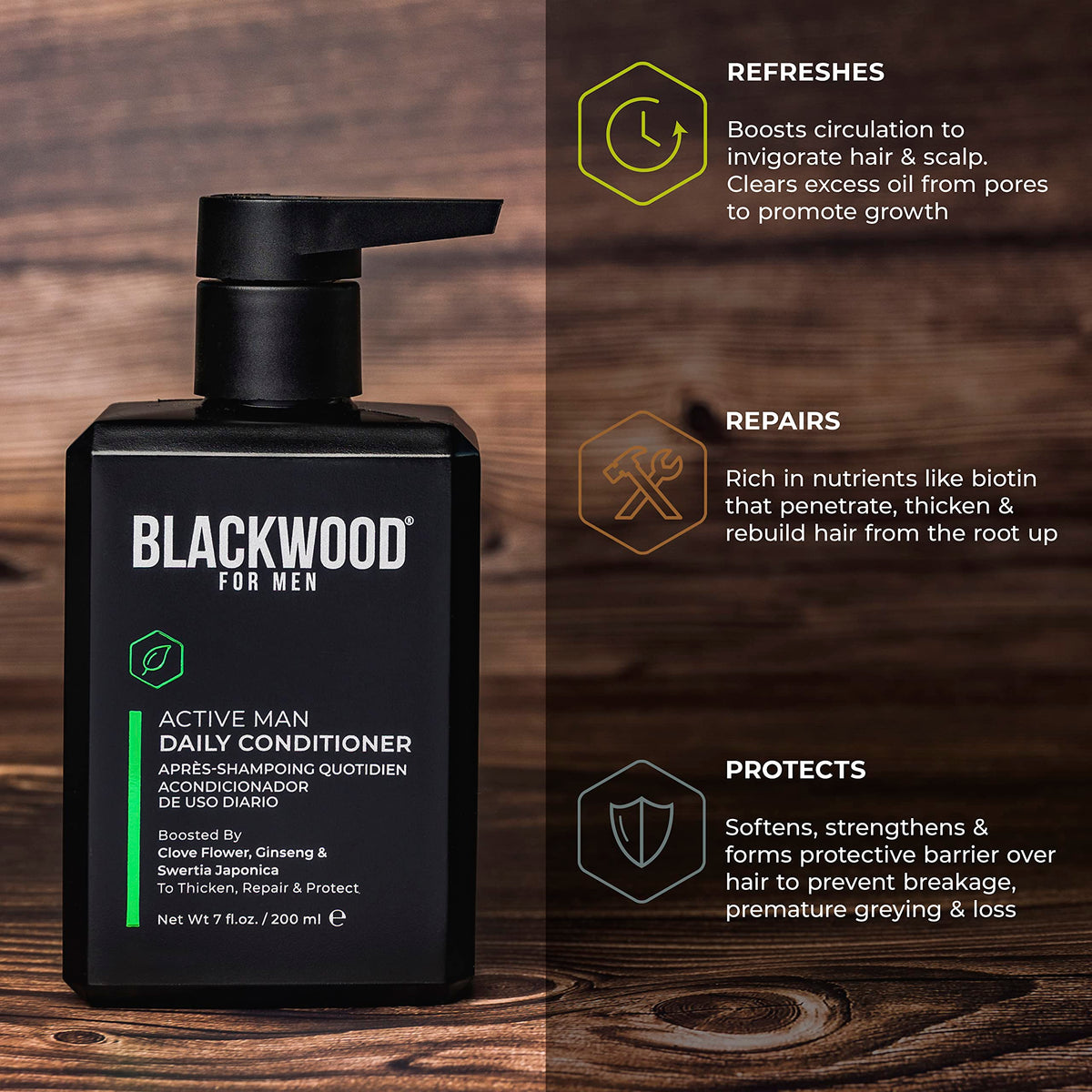 Blackwood For Men applying conditioner to scalp showing soothing relief benefit