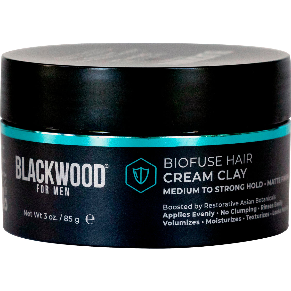 Blackwood For Men jar front view showing clean branding and compact size for travel