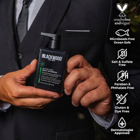 Blackwood For Men label close-up showing ingredient highlights