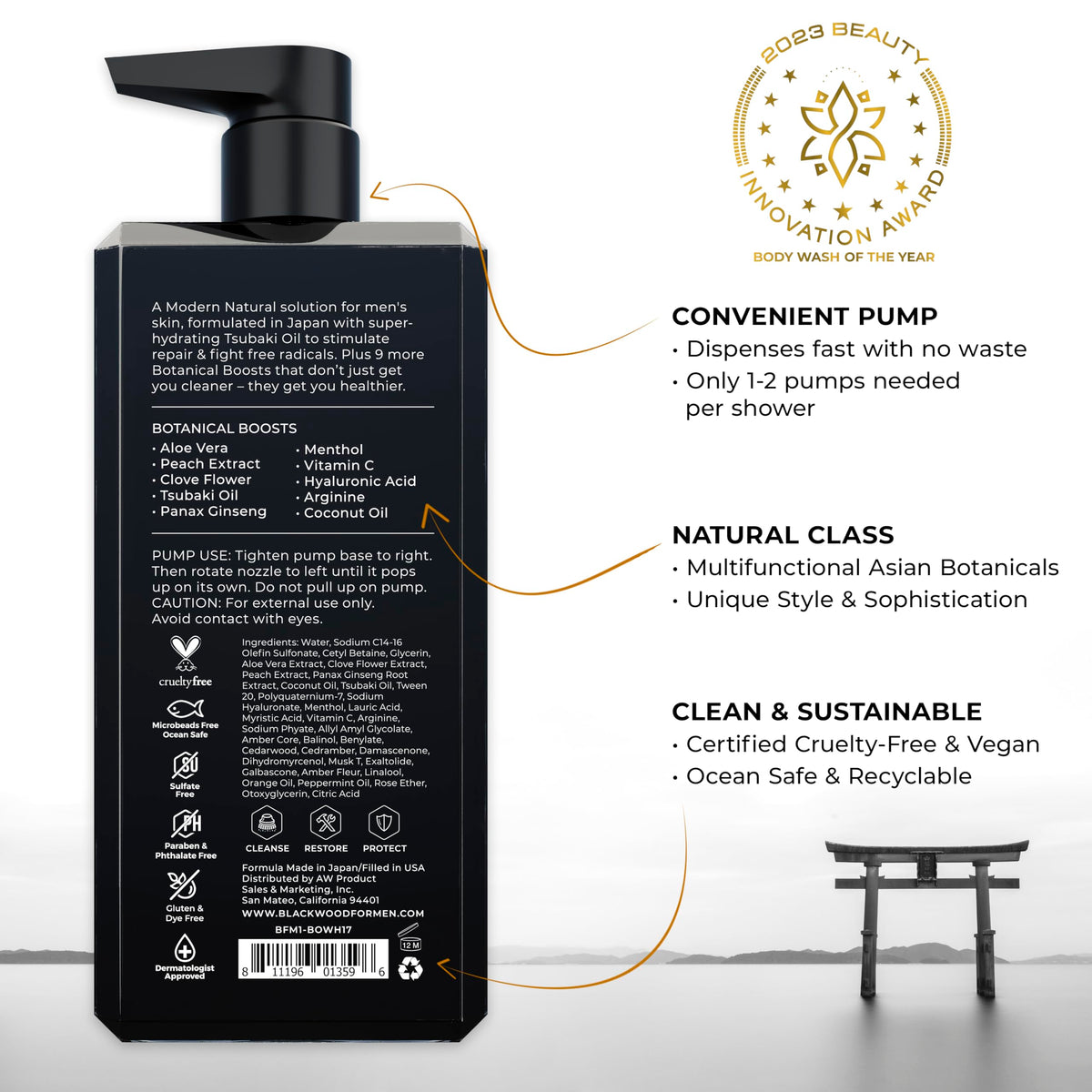 Blackwood For Men pump dispensing gel highlighting easy application and control