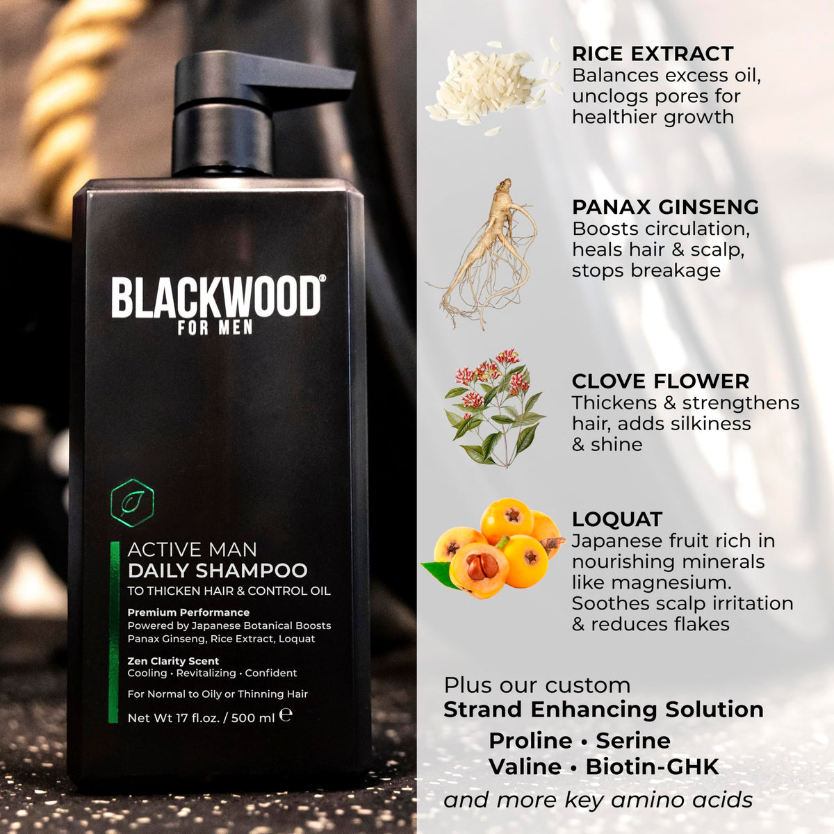 Blackwood For Men shampoo in hand during shower demonstrating post-workout refresh