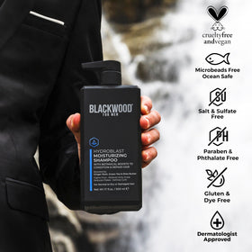 Blackwood For Men Hydroblast bottle pump dispensing shampoo for easy in-shower use